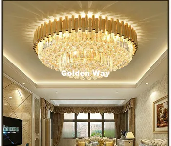Безплатна доставка Нов кръг на тавана лампа със златен кристал, модерен тавана лампа в скандинавски стил, led лампа за скрит монтаж, гаранция на 100%