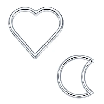 Бижута за пиърсинг във формата на сърце, хипоалергичен обръч-профилни от неръждаема стомана, обеци-спирала от хрущял топа, пръстен на носа 16 г