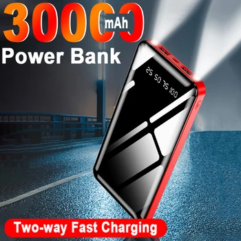 Бързо Зареждане на Power Bank Преносимо Зарядно 30000 ма Цифров Дисплей Външен Фенерче Батерия за Huawei, Xiaomi iphone