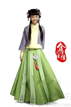 Виолетово-зелен костюм Ханфу за жени, дрехи на династията Мин, телевизионна игра, Джин Лиан Ю Юан, перфектна двойка, Танг Ян, същия дизайн