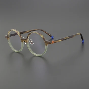 Висококачествена ацетатная рамки за очила, дамски кръг, смесена, карфиол, мъжки, Ретро, оптични очила по рецепта, дамски очила при късогледство