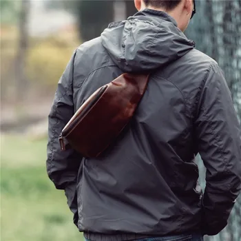 Висококачествена и лесна реколта нагрудная чанта от телешка кожа, мъжки чанти-месинджър за рамо, ежедневни спортни скута чанти за тийнейджъри