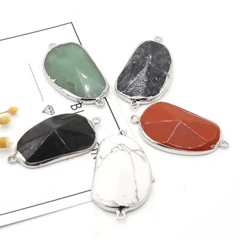 Висящи конектори от естествен камък, неправилно нарязани, лечебен кристал, камък, ахат, висулки за бижута, дамски подаръчни аксесоари