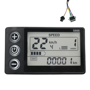 Водоустойчив Електрически Мотор LCD Дисплей 24-60 В S866 За Електрически Скутер E-Bike (plug SM)