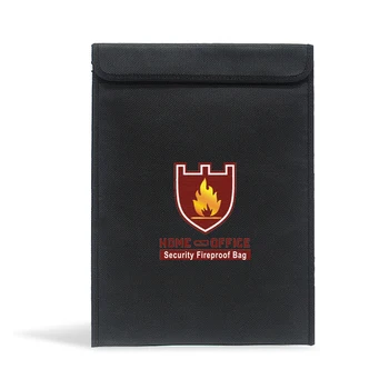 Водоустойчив огнеупорна чанта за документи, офис 38 *28 см, черен двуслойни течен силикон, устойчив на високи температури