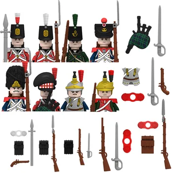 Военни фигурки серия на наполеоновите войни, строителни блокове, средновековен френски боец британски войници, военни оръжия, тухли, играчки