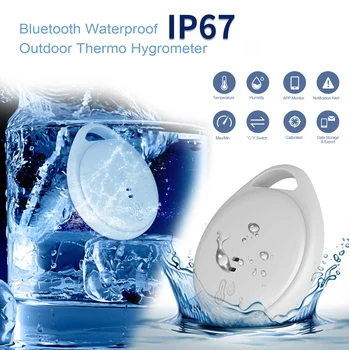 Външен водоустойчив Bluetooth сензор за температура и влажност на въздуха, безжичен термометър-влагомер за преносим хладилник, чанта-хладилник, кутия