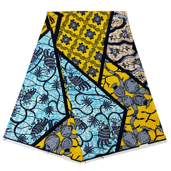 Гарантирани истински африкански восъчни разпечатки Плат Гана стил Анкара Восъчен плат Pagne 100% памук, мека нигерийски тъкан HS0320