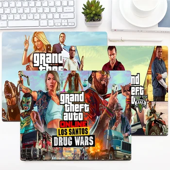 Геймърска подложка за мишка Grand Theft Auto GTA за малък офис компютър, бюро, настолна клавиатура, голям подложка за мишка, настолна панел за лаптоп, домашен декор