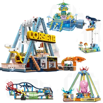 Град приятелите на увеселителен парк детска площадка Морето творчески модел на влакче в увеселителен парк Строителни блокове миниатюрен набор от MOC играчки за момичета