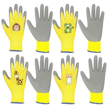 Градински ръкавици за деца Детски градински ръкавици с латексово покритие 4 двойки с различни размери Меки защитни мини градински ръкавици
