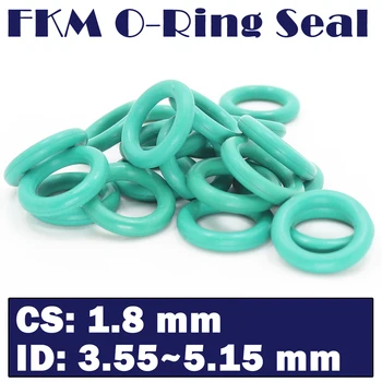 Гуменият пръстен CS1.8mm FKM ID 3.55/3.75/4/4.5/4.75/4.87/5/5.15*1.8 мм 100ШТ о-пръстен фторсодержащая уплътнение щуцер Зелен ORing