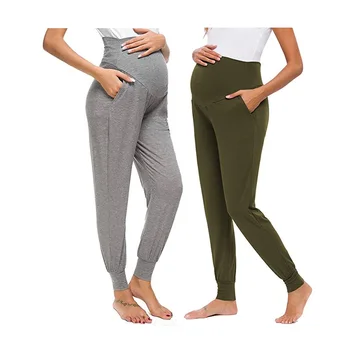 Дамски ежедневни панталони за бременни, еластични, удобни панталони за почивка, стегнати панталони с висока талия за бременни, с джоб S-XXL