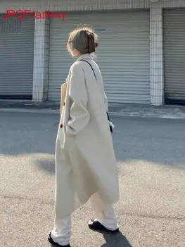 Двойна Кашемировое палто, Женски Есенно-Зимния Нова Вълна палто със Средна дължина, в корейски стил Хепбърн, Висококачествено Дамско Зимно яке