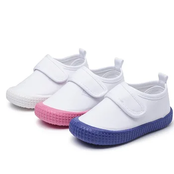 Детска парусиновая обувки за бебета, момчета и момичета, бели маратонки, меки, за да се изяви, детски ежедневни обувки на равна подметка, модни обувки 21-30