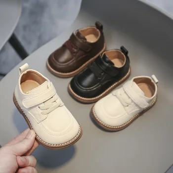 Детски кожени обувки в британския стил за малки момчета, пролетно-есенна ежедневни обувки за бебета, удобни детски обувки за рожден ден