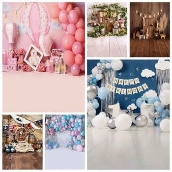 Детски фонове, за снимки на 1-ви рожден ден, балони, цветя, декор за парти, портретна снимков фон за фото студио, фотозона