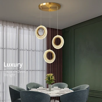 Дизайнерски медни полилей в скандинавски стил, модерна луксозна led подвесная лампа за дневна, нощни бар маса, комбиниран декор, окачена лампа
