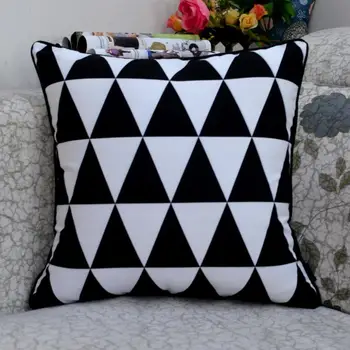 Дизайнерски черно-бял калъф с абстрактна геометрия 18*18 инча за спално бельо на стол