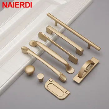 Дръжки на гардероба от масивна алуминиева сплав NAIERDI от матово злато и в европейски стил, дръжки за шкафове, дръжки за чекмеджета, кабинет дръжка