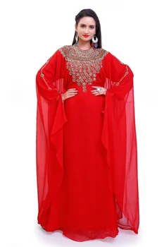 Дубайское червено тюлевое рокля, марокански модерен костюм в европейския и американския стил