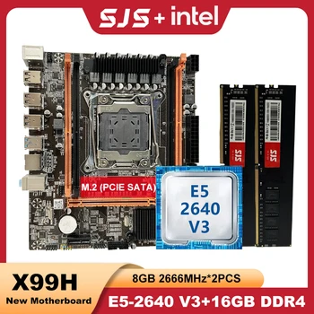 Дънна платка SJS X99 X99 Set Комплект Xeon E5 2640 V3 Процесор Intel 16G (2*8) Оперативна памет DDR4 2666 Mhz Памет LGA 2011-3 M. 2 Слот placa mãe