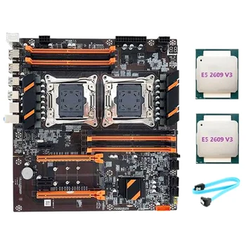 Дънна платка с двоен процесор X99 Подкрепа на процесора LGA2011-3 Подкрепа памет DDR4 ECC Десктоп дънна платка + процесор 2XE5 2609 V3 2XE5 + Кабел SATA