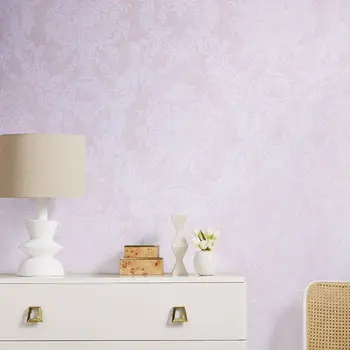 Европейските розови дамасские тапети Спалня, хол, кабинет фон тапети Лека луксозна нетканая топло рисувани стенни