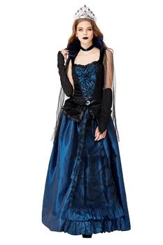 Европейският ретро Син костюм кралица на Хелоуин, Карнавальная парти, Cosplay, Карнавалните костюми на кралицата на вампирите, костюм за Хелоуин за жени