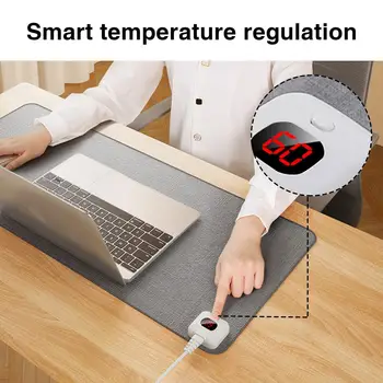Електрически нагревателен подложка за мишка настолен подложка за показване на температурата Нагревателен подложка за мишка Загряващ ръцете на Зимните аксесоари за офис компютър R0W7