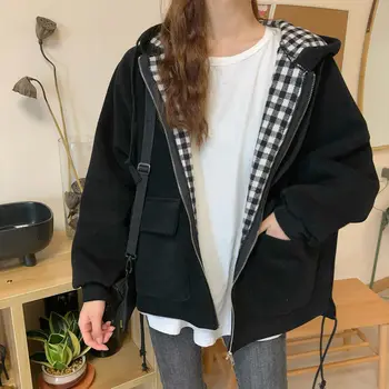 Есен 2021, нова тенденция, дамски корейската версия, свободна дивата яке, женски тенденция, студентски яке в стил харадзюку с дълъг ръкав