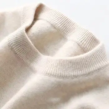 Есенно-зимни мъжки меки пуловери Класически основен Бизнес стил casual вязаный пуловер памучни потници мъжки свободен пуловер с кръгло деколте