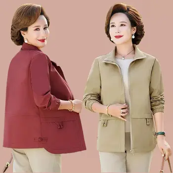 Жените на средна възраст, пролет-есен, по нова мода офис дамско яке, палто, по женски тънък, монофонични топ, връхни дрехи в чужд стил A49