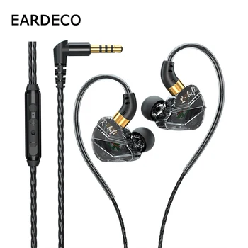 Жични слушалки EARDECO 3,5 мм, слушалки в ушите, жични слушалки с микрофон, бас стерео слушалки, спортни слушалки за мобилни телефони Mi