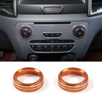 За Ford Ranger Wildtrak 2015-2018, алуминиева сплав, оранжева дръжка за регулиране на силата на звука на кола, пръстен, шапка, гарнитури, автомобилни аксесоари
