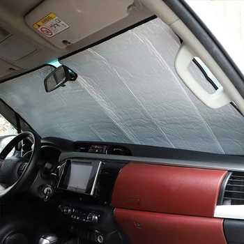 За Toyota Hilux 2015-2021, алуминиево фолио, сребрист автомобил, топлинна завеса на предното стъкло, слънцезащитни продукти, автомобилни аксесоари