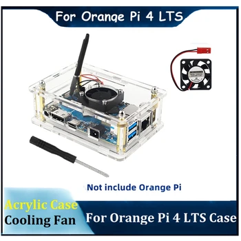 За Ориндж Пи 4 LTS акрилни калъф Прозрачна кутия с отвертка за вентилатор за Orange Pi 4 LTS OPI 4LTS