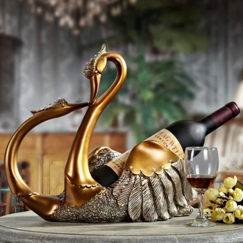 Закачалка в европейски стил за декор на масата в хола, нов подарък за дома, луксозен държач за вино с лебед от смола
