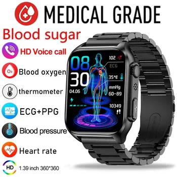 Здравословна Температурата на Тялото, Умни Часовници Мъжки Bluetooth Предизвикателство 360 * 360 HD Екран, Спортни Сърдечен Ритъм, Нивото на Захар В Кръвта Умни Часовници За Android