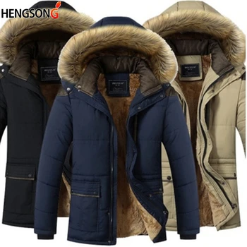 Зимата гъст топло мъжко палто в стил мозайка с качулка и шал яка подпора, якета са с джобове, Ежедневното палто, мъжки връхни дрехи, якета