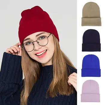 Зимна шапка унисекс, еластична вязаная топла мека защита на ушите, висока еластичност, нормално кацане, зимни есенна шапка, дамски мъжки шапка