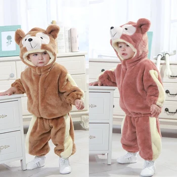 Зимни детски костюм Duffy Bear Cospaly с дълъг ръкав, детски гащеризон с животни, комплект за момчета и момичета, топло памучен детски дрехи с качулка