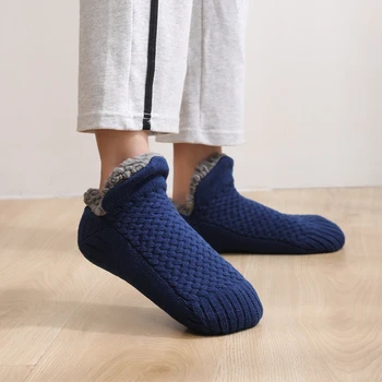 Зимни чорапи до глезена на крака, женски обикновена удобни дебели чорапи на пода, прости топли чорапи за възрастни, мъжки, дамски чорапи на закрито