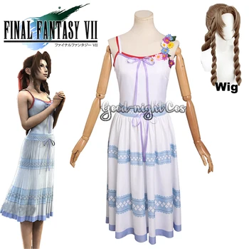 Играта Final Fantasy VII Аэрит Gainsborough Cosplay костюм, Перука, роклите за момичета обличам костюм Ролева игра Хелоуин Карнавал, парти