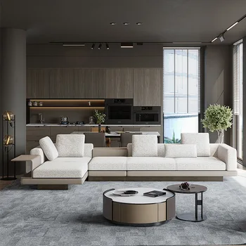 Италиански минималистични диван от висококачествена памучна и ленена тъкан CONNERY'S, модерна минималистичная мебелите за дневна