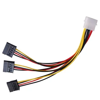 Кабел-адаптер SATA IDE 4Pin конектор за 3 порта SATA конектор за свързване на твърд диск, захранващ Кабел SATA кабел 22 см