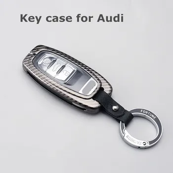 Калъф за ключове на Автомобила Калъф За Audi A6 A7 A8 A4 A5 B5 B6 Q7 TT R8 S5 От Въглеродни Влакна, Авто Умно Дистанционно Управление Протектор Аксесоари Ключодържател