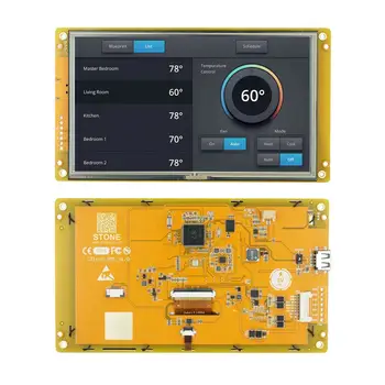 КАМЕННА интелект TFT 7-инчов дисплей LCD модули Сензорен екран с графичен потребителски интерфейс, софтуер и сериен интерфейс с пулт за управление
