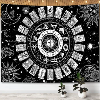 Карта Таро, Гоблен с Зодиаком, Астрология, Средновековна Естетика Съзвездие Слънцето И на Луната, на Гоблени за Спални, Стенен Интериор на Стаята