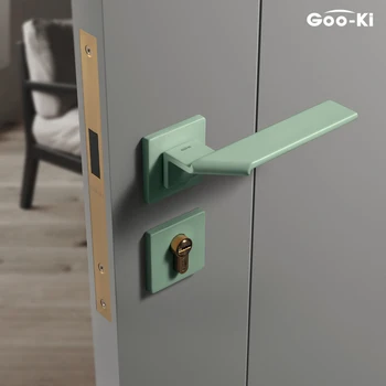 Квадратно пространство Goo-Ки, сгъваема врата копчето за спалня с ключалка, минималистичная вътрешна врата копчето, цилиндър на замъка, сигурност, тъпо автоматично заключване на вратите
